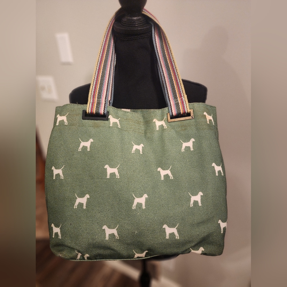 Joules Green Dog Print Tote Bag - Picture 2 of 8